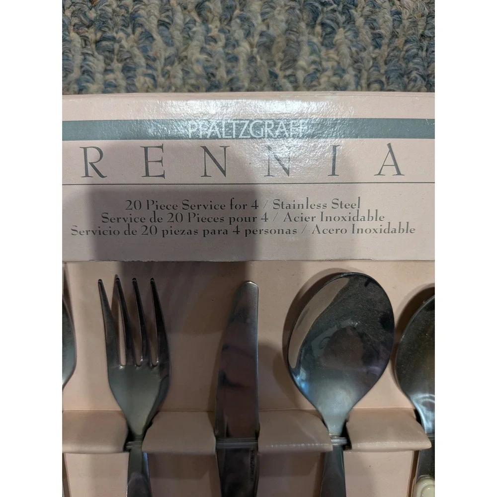 Pfaltzgraff Tea Rose Flatware Set 20 Piece Service for 4 Stainless Steel New